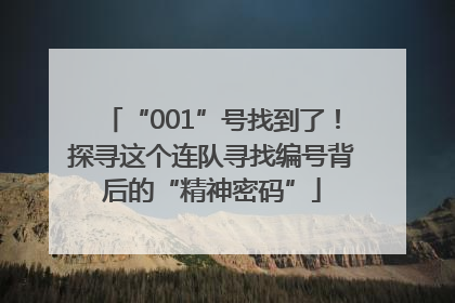 “001”号找到了！探寻这个连队寻找编号背后的“精神密码”