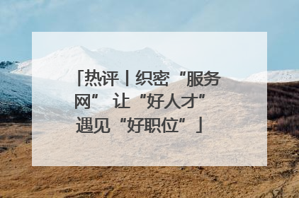 热评丨织密“服务网” 让“好人才”遇见“好职位”