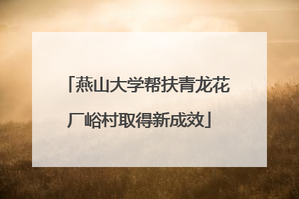 燕山大学帮扶青龙花厂峪村取得新成效