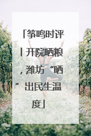 筝鸣时评丨开院晒粮，潍坊“晒”出民生温度