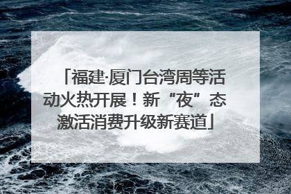 福建·厦门台湾周等活动火热开展！新“夜”态激活消费升级新赛道