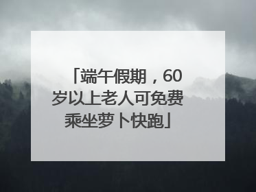 端午假期，60岁以上老人可免费乘坐萝卜快跑