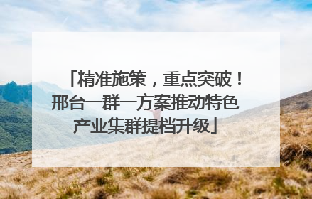 精准施策，重点突破！邢台一群一方案推动特色产业集群提档升级