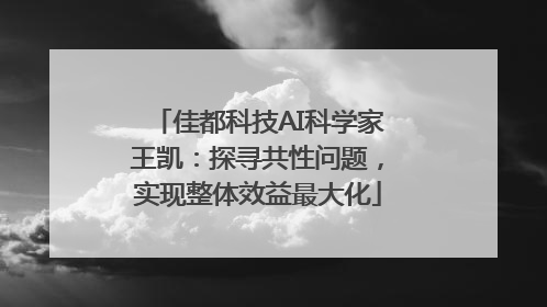 佳都科技AI科学家王凯：探寻共性问题，实现整体效益最大化