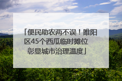 便民助农两不误！睢阳区45个西瓜临时摊位 彰显城市治理温度