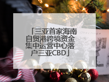 三亚首家海南自贸港跨境资金集中运营中心落户三亚CBD