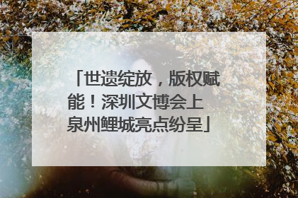 世遗绽放，版权赋能！深圳文博会上 泉州鲤城亮点纷呈