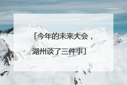 今年的未来大会，湖州谈了三件事