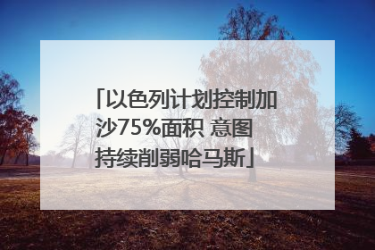 以色列计划控制加沙75%面积 意图持续削弱哈马斯