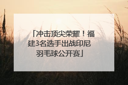 冲击顶尖荣耀！福建3名选手出战印尼羽毛球公开赛