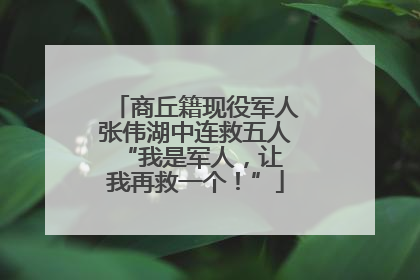 商丘籍现役军人张伟湖中连救五人 “我是军人，让我再救一个！”