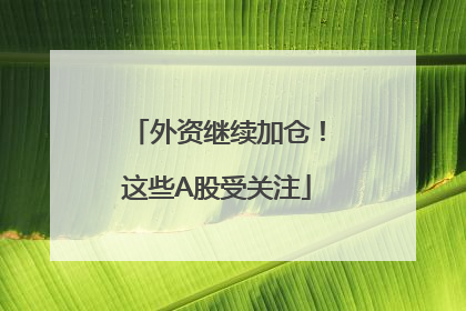 外资继续加仓！这些A股受关注