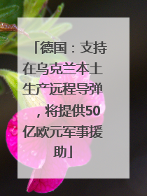 德国：支持在乌克兰本土生产远程导弹，将提供50亿欧元军事援助