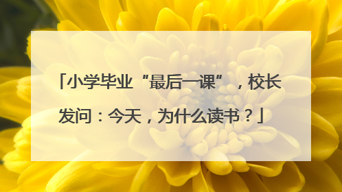 小学毕业“最后一课”，校长发问：今天，为什么读书？