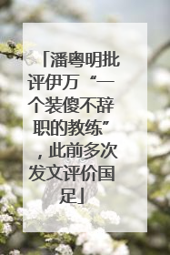 潘粤明批评伊万“一个装傻不辞职的教练”，此前多次发文评价国足