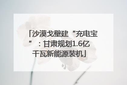 沙漠戈壁建“充电宝”：甘肃规划1.6亿千瓦新能源装机