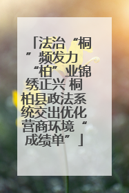法治“桐”频发力 “柏”业锦绣正兴 桐柏县政法系统交出优化营商环境“成绩单”
