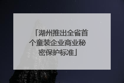 湖州推出全省首个童装企业商业秘密保护标准