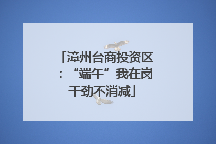 漳州台商投资区：“端午”我在岗 干劲不消减