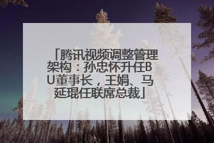 腾讯视频调整管理架构：孙忠怀升任BU董事长，王娟、马延琨任联席总裁