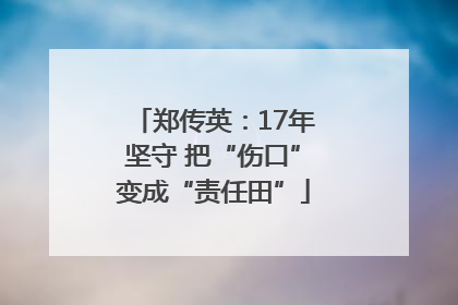 郑传英：17年坚守 把“伤口”变成“责任田”