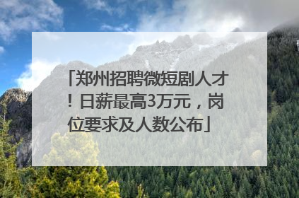 郑州招聘微短剧人才！日薪最高3万元，岗位要求及人数公布