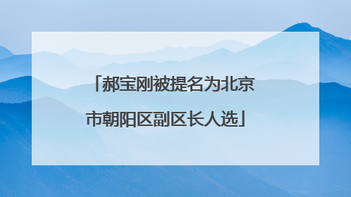 郝宝刚被提名为北京市朝阳区副区长人选
