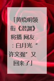 黄晓明领衔《潜渊》将播 网友：白月光“许文强”又回来了