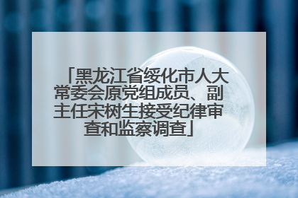 黑龙江省绥化市人大常委会原党组成员、副主任宋树生接受纪律审查和监察调查