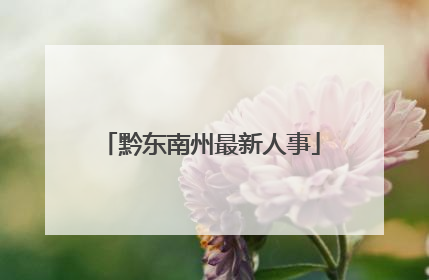 黔东南州最新人事